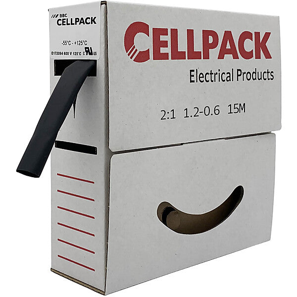 BBC Cellpack Schrumpfschlauch in Abrollbox 15m SB 1.2-06 sw